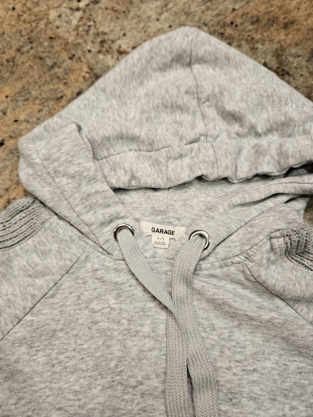Garage Heather Gray Hooded Sweatshirt with Drawcord